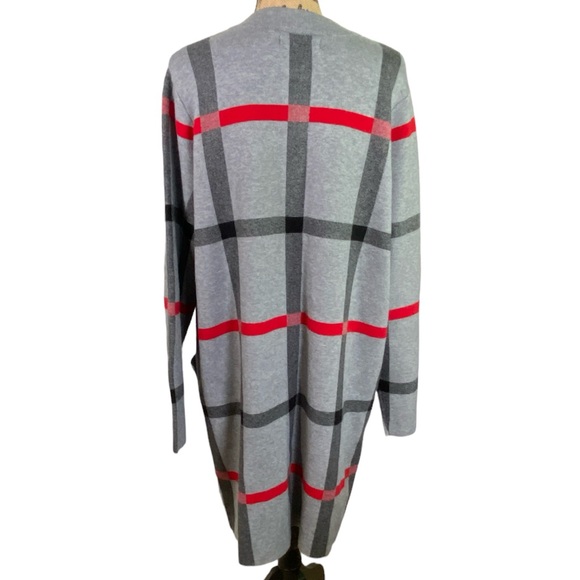 Tahari Duster Plaid Open Cardigan Sweater Coat - Picture 4 of 14
